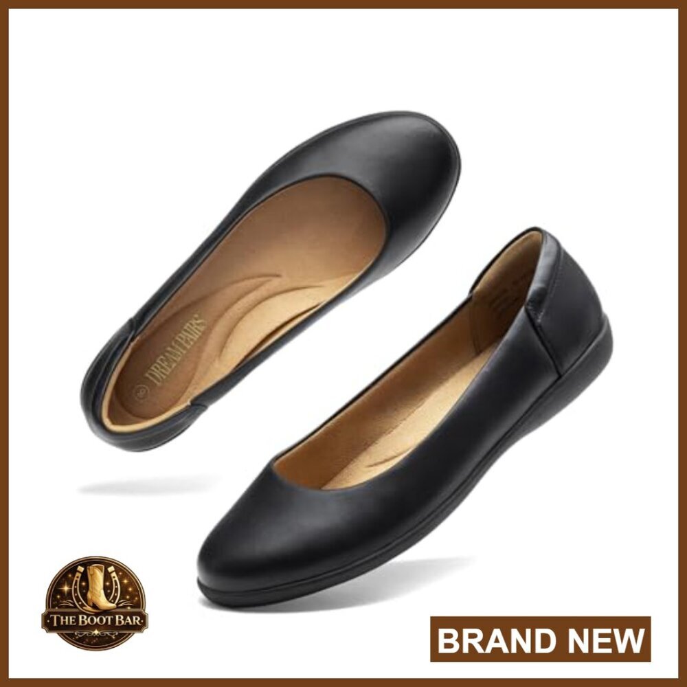 Comfortable Ballet Flats for Work, Slip-On Round Toe Office Shoes - Picture 3 of 7